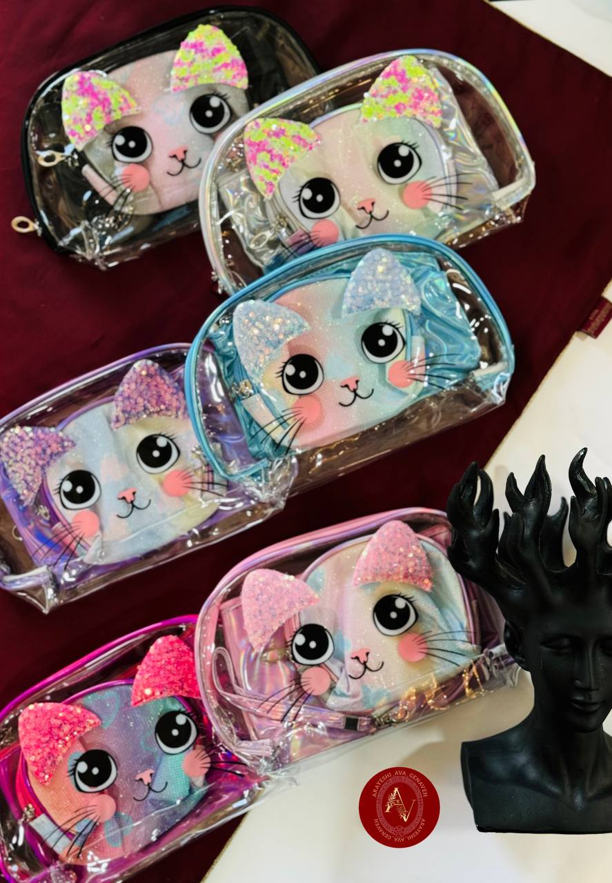کیف ۳ تکه آرایشی ویکتوریا سکرت گربه ایی😻🎀