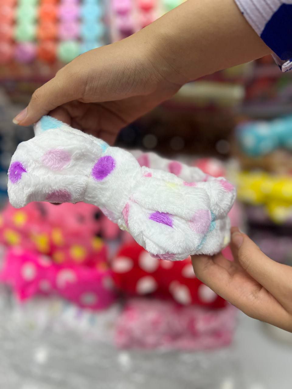 هدبند حوله ای خالخالی 😍❤️