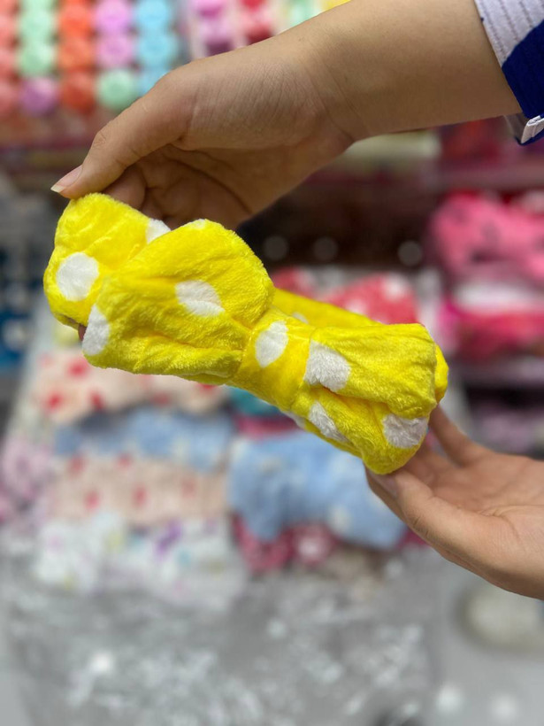 هدبند حوله ای خالخالی 😍❤️