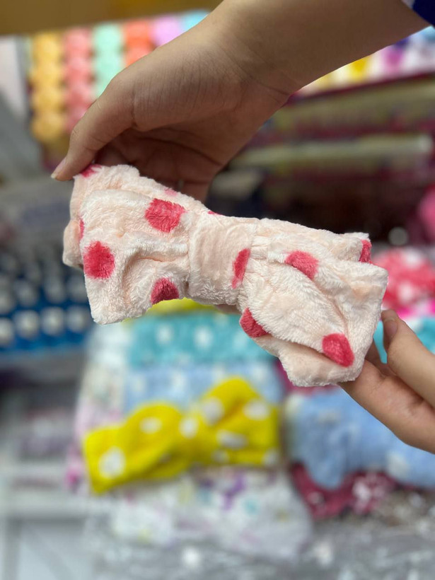 هدبند حوله ای خالخالی 😍❤️